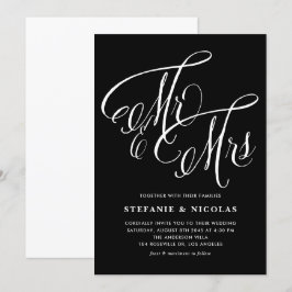 Invitación Sr. y Sra. Rustic Calligraphy Black Boda