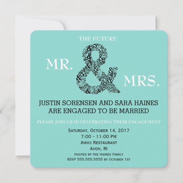 Invitación Sr. y Sra. To Be Engagement Bridal Shower Fiesta (Anverso)