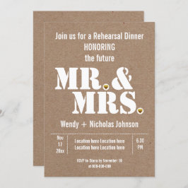 Invitación Sr. y Sra. typography boda cena de ensayo