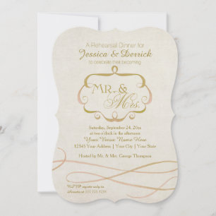 Invitación Sr. y Sra. Typography Flourish Scroll Watercolor