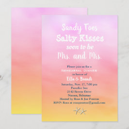 Invitación Sra. Y la Sra. Sandy Toes Rehearsal Dinner sunset