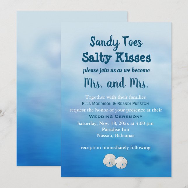 Invitación Sra. Y la Sra. Sandy Toes Wedding Invitar a los dó (Anverso / Reverso)