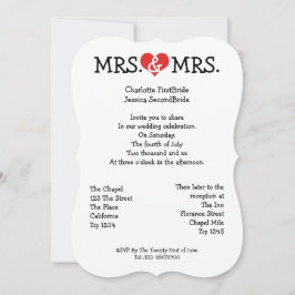 Invitación Sra. y Sra. Boda Lésbica de Love Heart