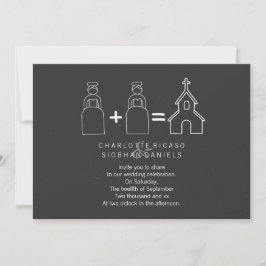 Invitación Sra. y Sra. Doodle Church Chalkboard Gay Boda