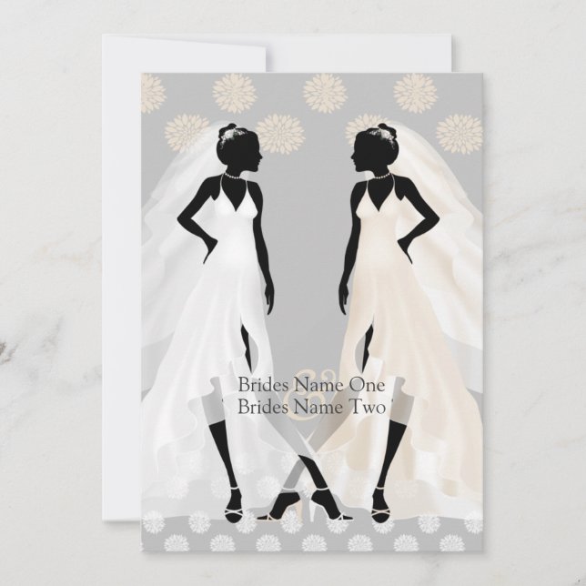 Invitación Sra. y Sra. Elegant Wedding Vestido Y Flor (Anverso)