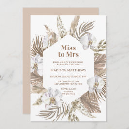 Invitación Srta. Boho Floral Bridal Shower Pampas Rosa