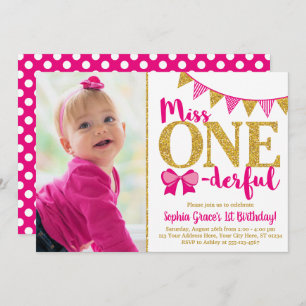 Invitación Srta. ONEderful First Birthday Invitation