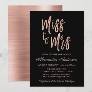 Invitación Srta. Pink Rose Gold Bridal Shower