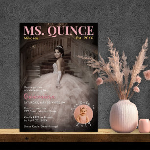 Invitación Srta Quince Blush Rosa Elegante Quinceañera