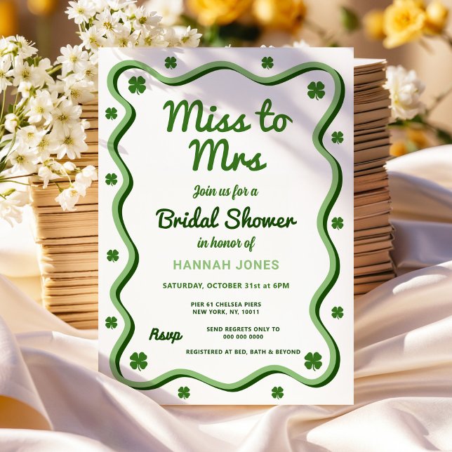 Invitación Srta. Wavy Lucky Green Bridal Shower (Subido por el creador)