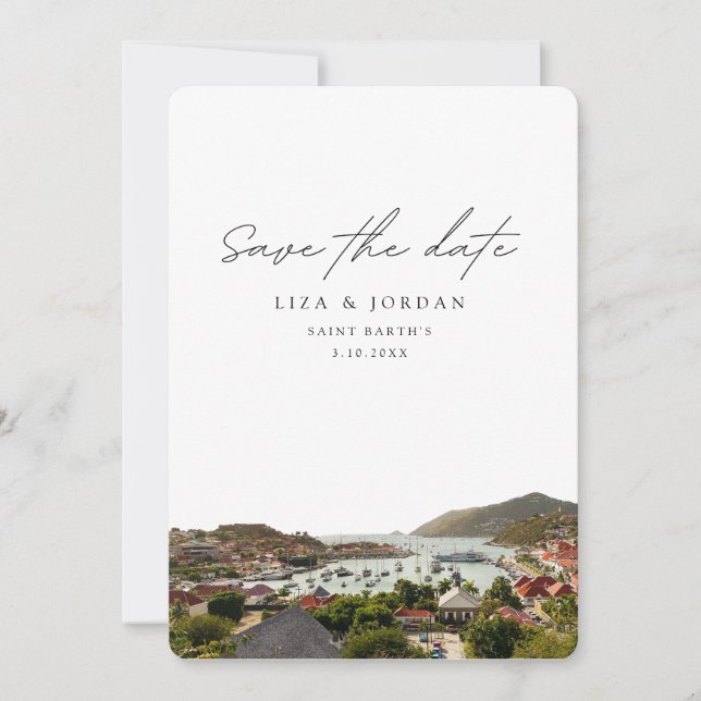 Invitación St Barth's Save the Date Scenic Boda (Anverso)