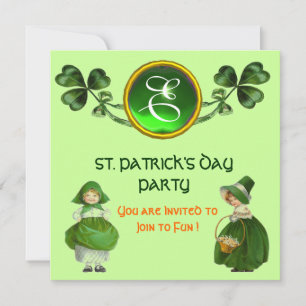 INVITACIÓN ST. EL DÍA DE PATRICK FIESTA VERDE EMERALD MONOGRA