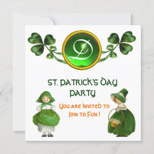 INVITACIÓN ST. EL DÍA DE PATRICK FIESTA VERDE EMERALD MONOGRA