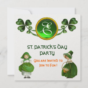 INVITACIÓN ST. EL DÍA DE PATRICK FIESTA VERDE EMERALD MONOGRA