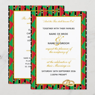Invitación ST KITTS NEVIS Christian Gold Script Boda