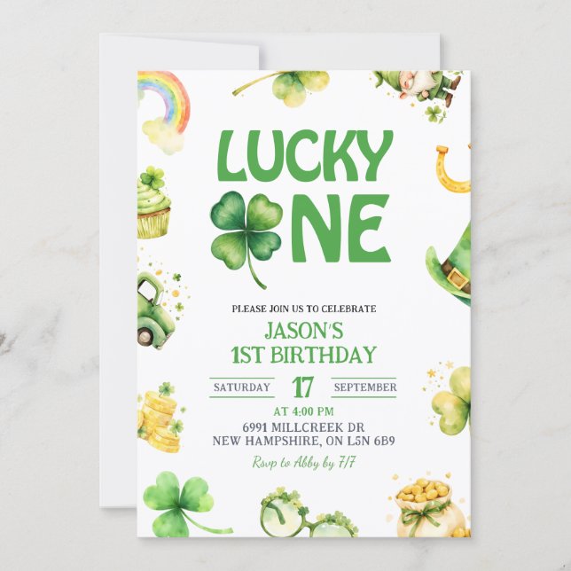 Invitación St Patrick Lucky One First Birthday Invitation (Anverso)