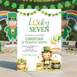 Invitación St Patrick Lucky Seven Birthday Invitation