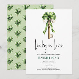 Invitación St Patrick’s Bridal Shower Gold Key & Clover