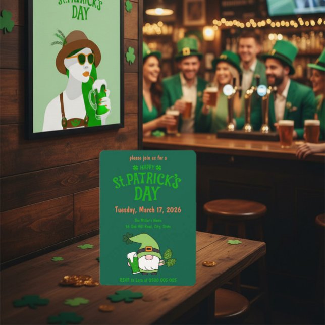 Invitación St. Patrick’s Day Gnome Green Invitation (Subido por el creador)