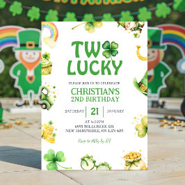 Invitación St Patrick Two Lucky Birthday Invitation