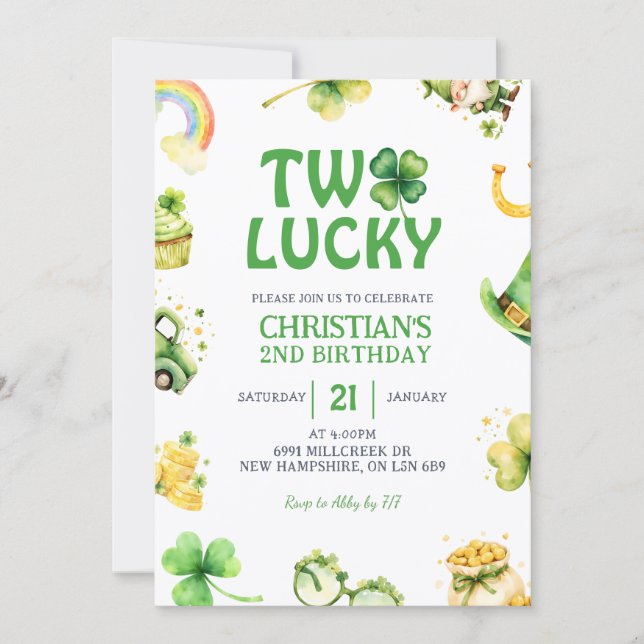 Invitación St Patrick Two Lucky Birthday Invitation (Anverso)