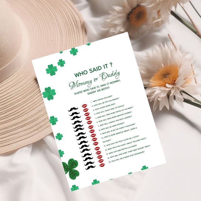 Invitación ST Patrick who said it Baby shower game Card (Subido por el creador)
