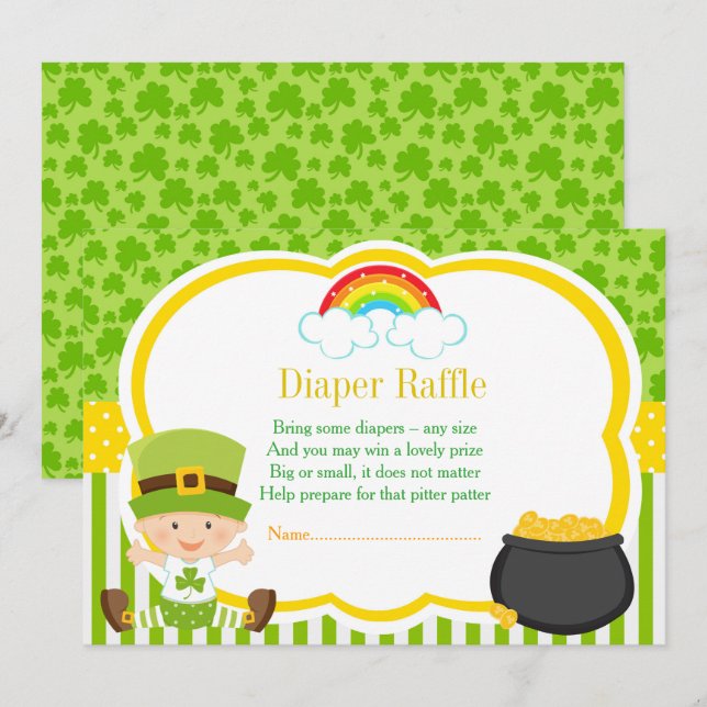 Invitación St Patricks Boy Baby Shower Diaper Raffle (Anverso / Reverso)