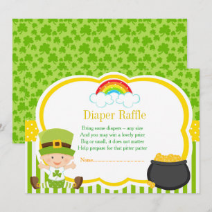 Invitación St Patricks Boy Baby Shower Diaper Raffle