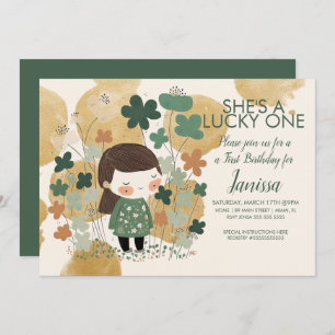 Invitación St. Patricks Chica de cumpleaños afortunado Shamro