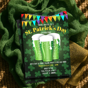 Invitación St Patrick's Day Beer Fiesta Green Shamrock