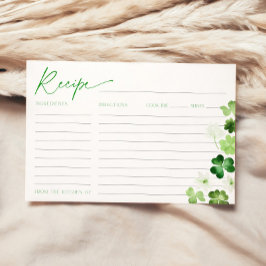 Invitación St. Patricks Day Bridal Shower Green Recipe Card