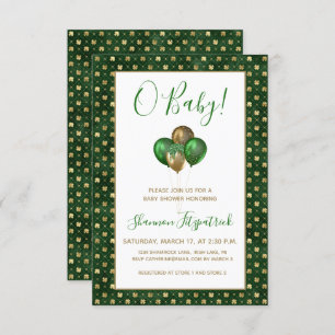 Invitación St. Patrick's Day Gold Green Shamrock Baby Shower
