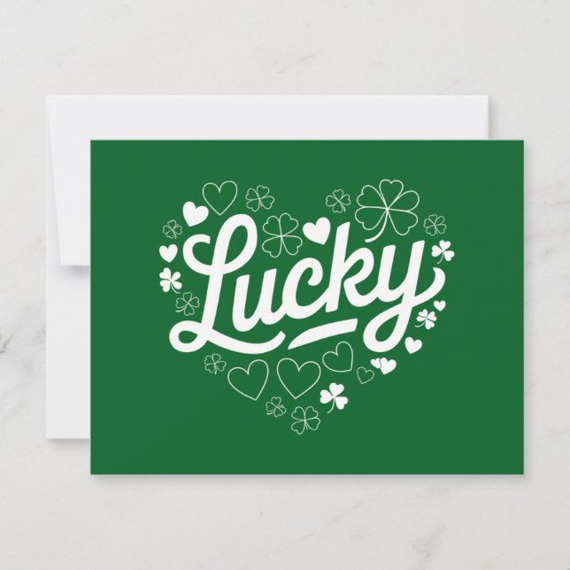 Invitación St Patrick's Day Heart Lucky Clover Shamrock (Anverso)
