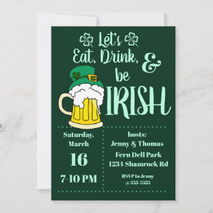 Invitación St. Patrick's Day Leprechaun Beer