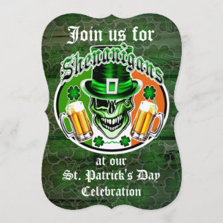 Invitación St. Patrick's Day Leprechaun Skull: Rebeldes