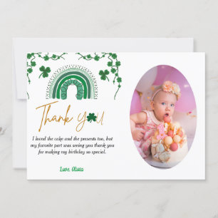Invitación St patrick's day lucky one birthday thank you card