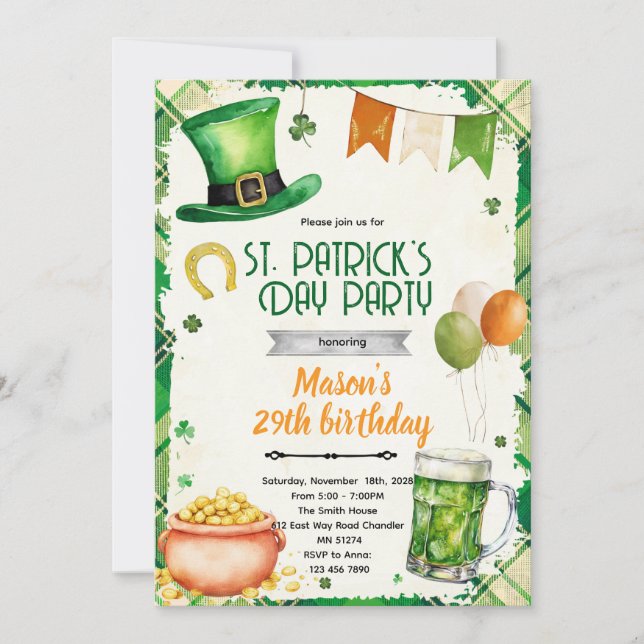 Invitación St. Patrick's Day Party Invitation (Anverso)