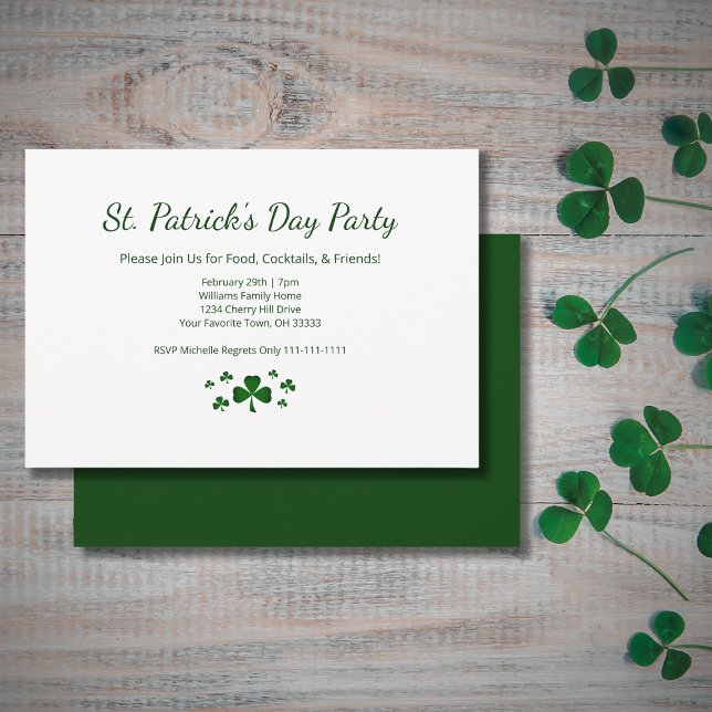Invitación St. Patrick's Day Party Lucky Green Shamrocks (Subido por el creador)