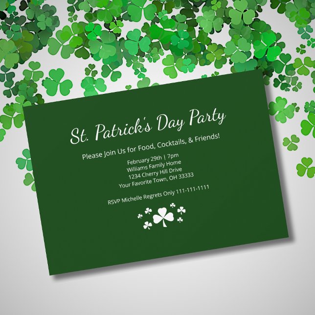 Invitación St. Patrick's Day Party Lucky Shamrocks Green (Subido por el creador)