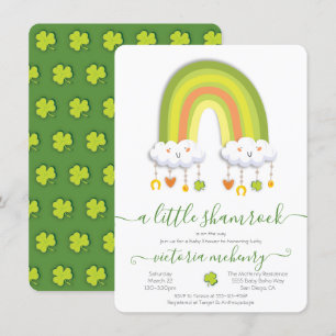 Invitación St. Patrick's Day Rainbow Shamrock Baby Shower