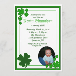 Invitación St. Patrick's Day Shamrock *FOTO* Cumpleaños 5x7
