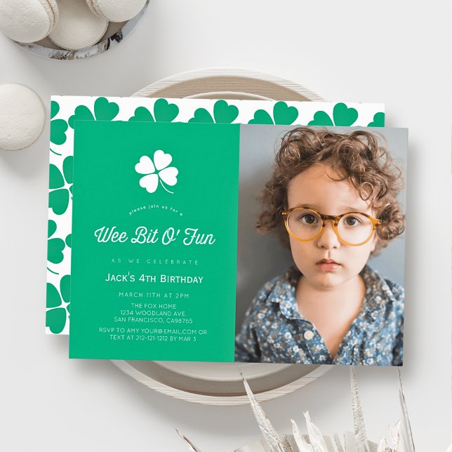 Invitación St. Patrick's Day Shamrock Green Photo Birthday (Subido por el creador)