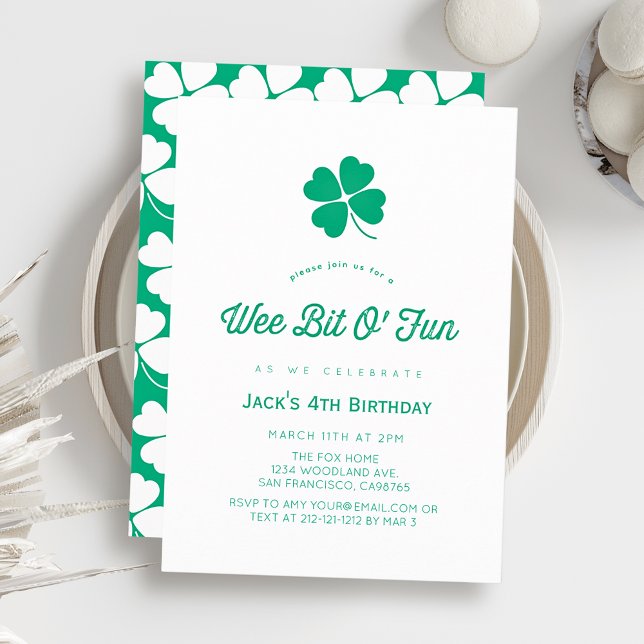 Invitación St. Patrick's Day Shamrock White Boy Birthday (Subido por el creador)
