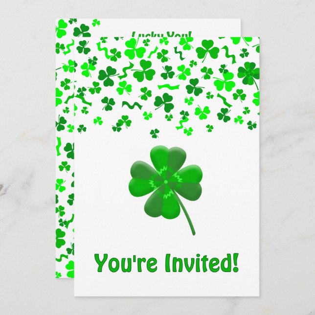 Invitación St Patrick's Day Shamrocks Personalized Flat (Anverso / Reverso)
