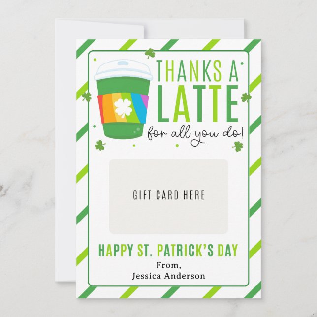 Invitación St. Patrick's Day Teacher Coffee Gift Card Holder (Anverso)