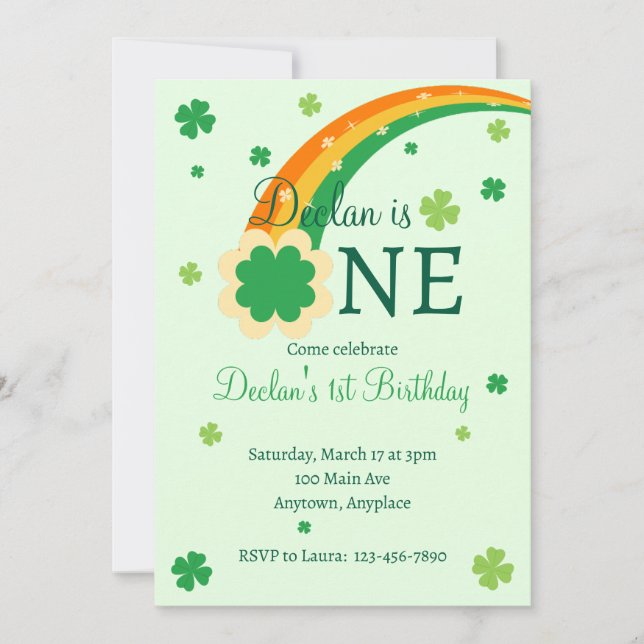 Invitación St. Patrick's Irish First 1st Birthday (Anverso)