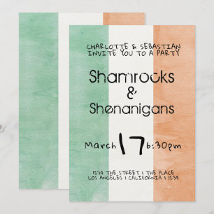 Invitación St Patricks Irlandés Shamrock Shenanigans Watercol