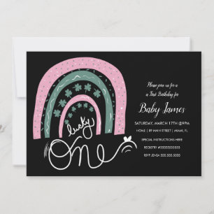 Invitación St. Patricks Lucky 1er Cumpleaños Mano Dibujó Arco