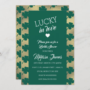 Invitación St. Patricks Lucky Bridal Shower Green Shamrock