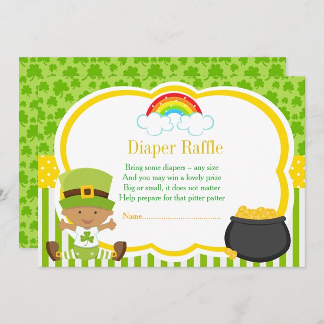 Invitación St Patricks Niño Africano Estadounidense Diaper Ra (Anverso / Reverso)